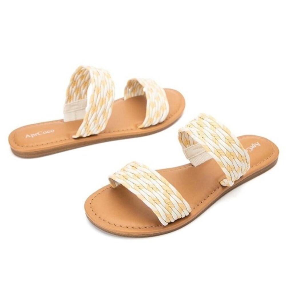 AprCoco Women Flats Sandals Braided Open Toe Two Straps Slides Sz 9‎
